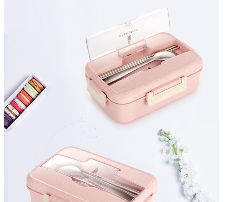 Wheat Straw Lunch Box with Cutlery Set